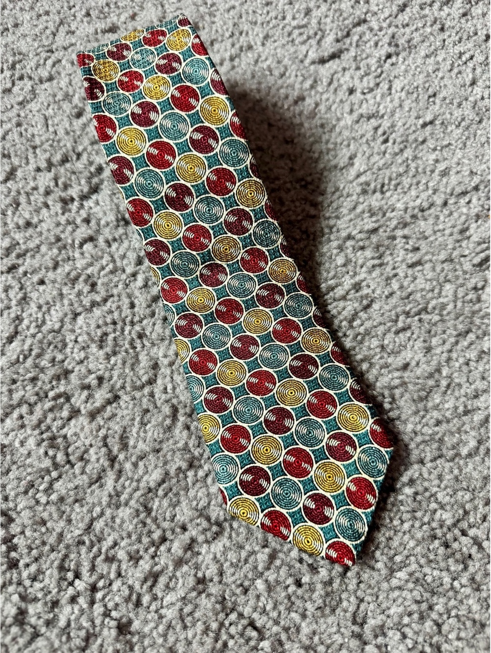 Barneys New York Men's Silk Tie with Colorful Circle Pattern